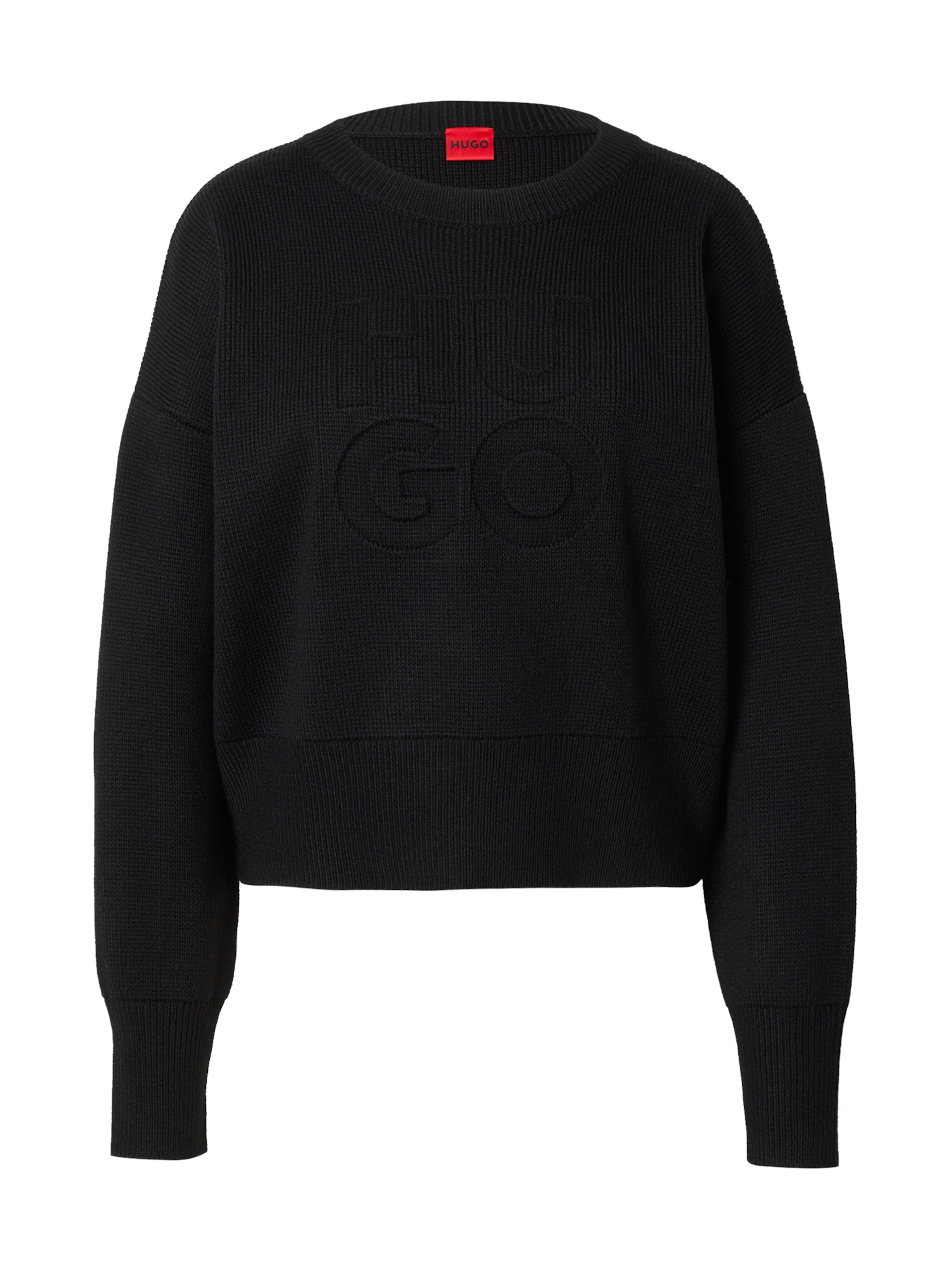 HUGO Trui &#x27;Sisminye&#x27; in Zwart: voorkant