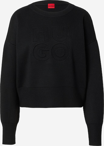 HUGO Пуловер 'Sisminye' в черно: отпред