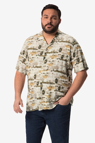 Men Plus Regular fit Overhemd in Beige: voorkant