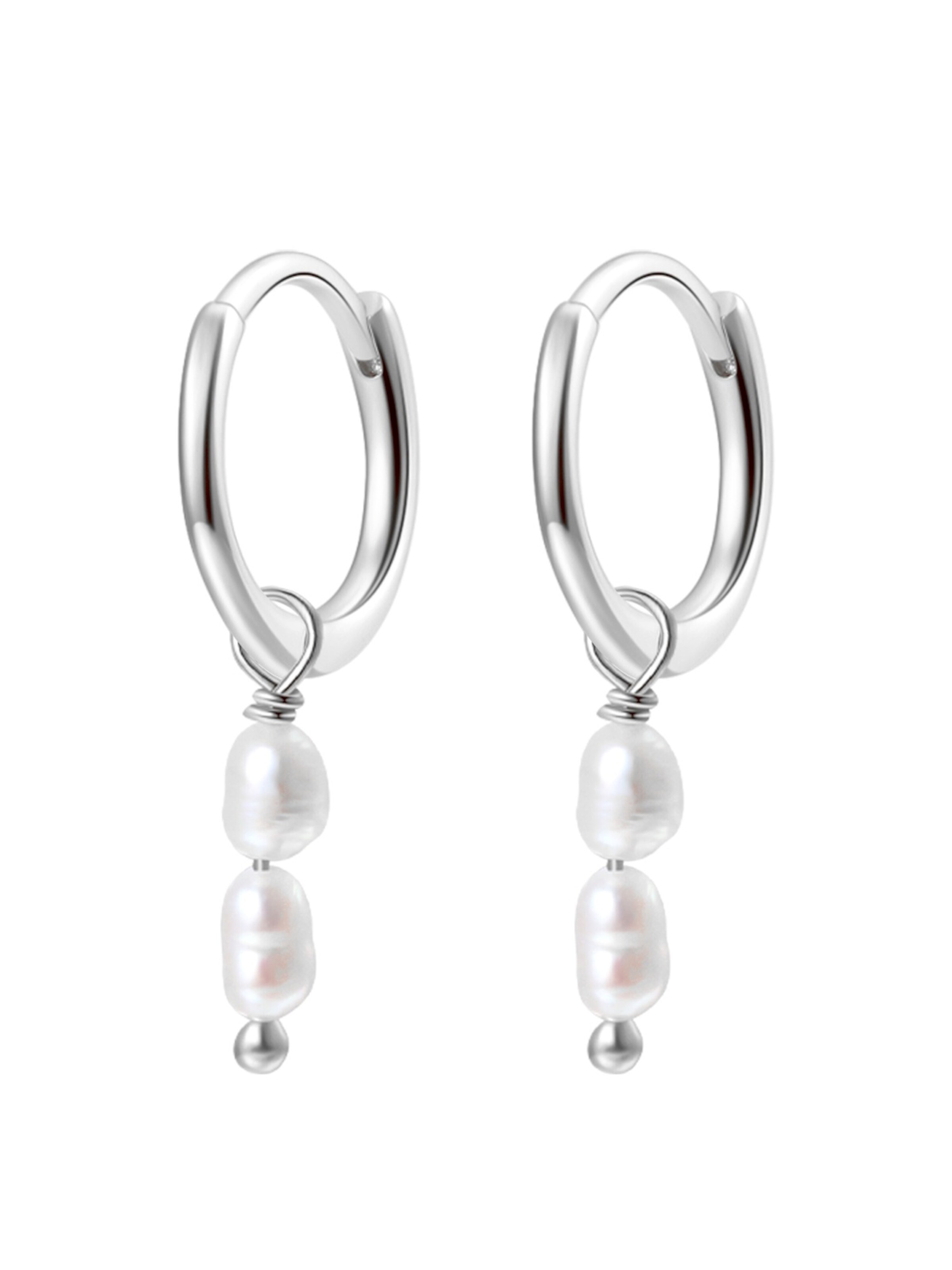 Hey Happiness Oorbellen 'Double Pearl' in Zilver