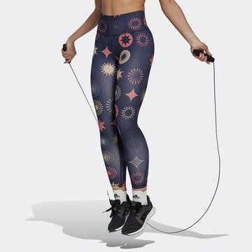 Skinny Pantaloni sport 'Optime Printed ' de la ADIDAS PERFORMANCE pe albastru: față