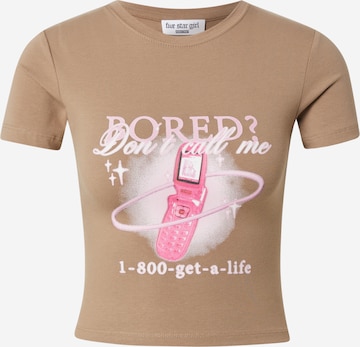 T-shirt FIVE STAR GIRL en beige : devant