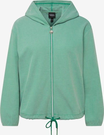 Ulla Popken Zip-Up Hoodie in Green: front