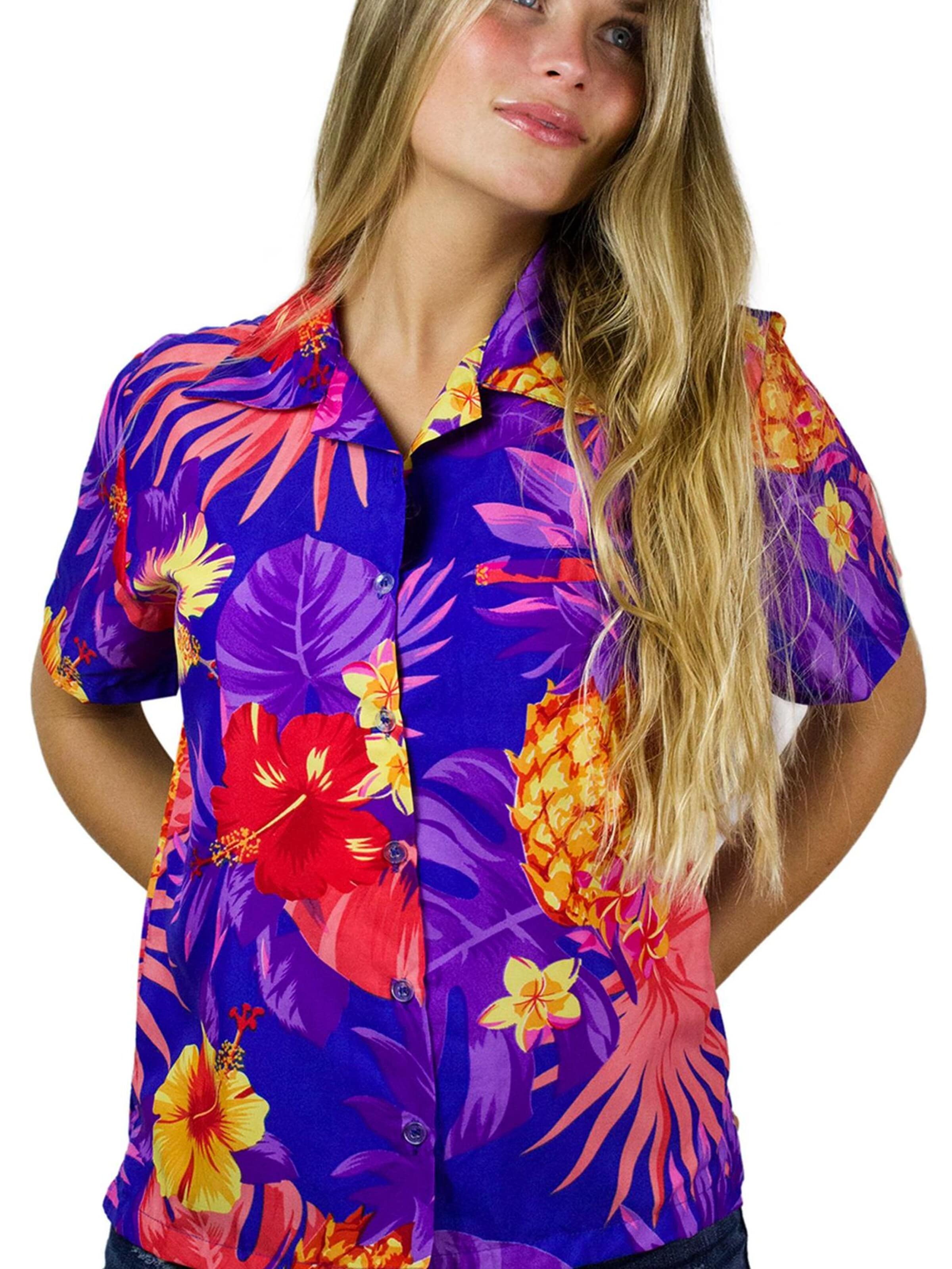 Camicia da donna 'Pineapple' di King Kameha in blu