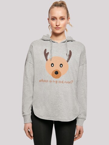 F4NT4STIC Sweatshirt 'Red Nose Weihnachten' in Grijs: voorkant