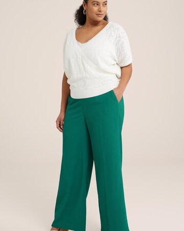 WE FashionWide Leg/ Široke nogavice Hlače - zelena boja