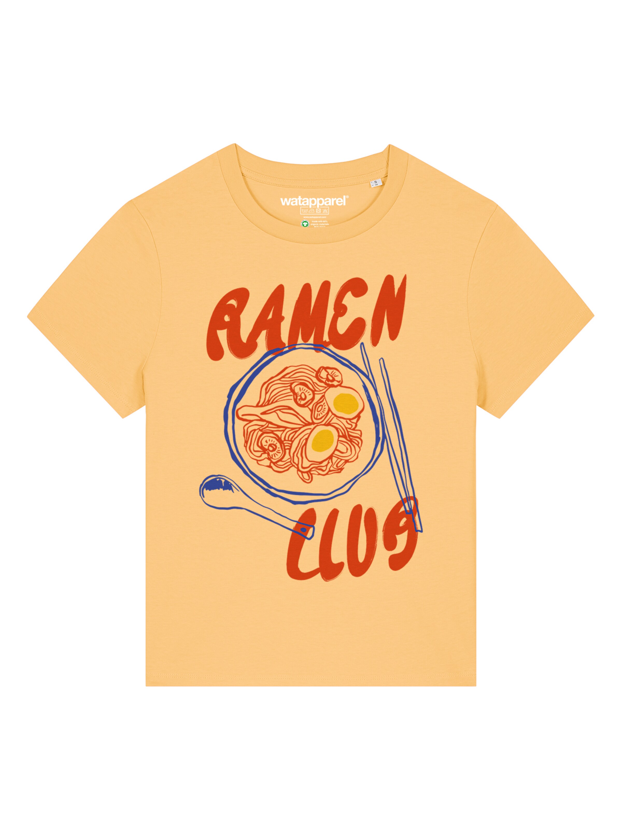 Watapparel Shirt 'Ramen Club' in Geel: voorkant
