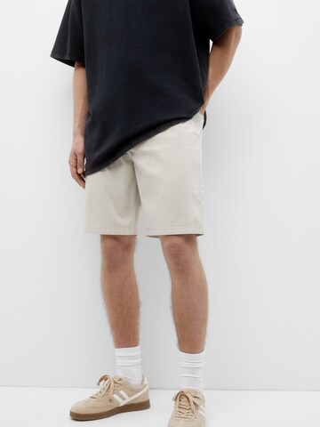 Pull&Bear Normální Chino kalhoty – bílá: přední strana