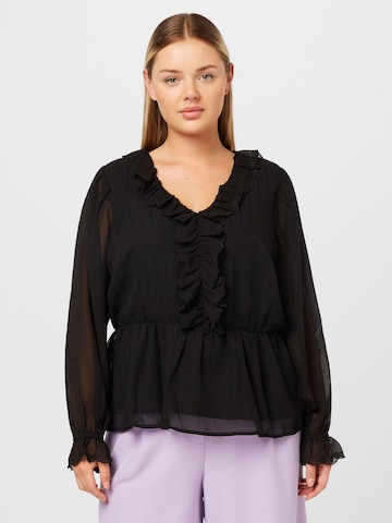 Vero Moda Curve Blouse 'NOLA' in Zwart: voorkant