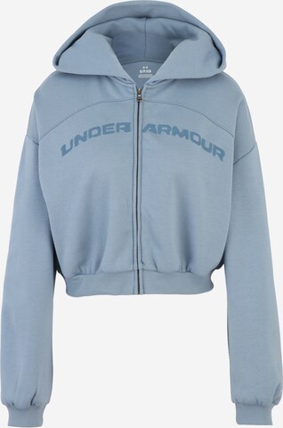 UNDER ARMOUR Спортна жилетка с качулка 'Icon Wordmark' в синьо: отпред
