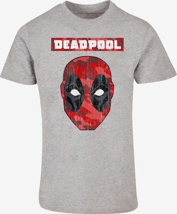 ABSOLUTE CULT Shirt 'Deadpool - Camo Head' in Grijs: voorkant