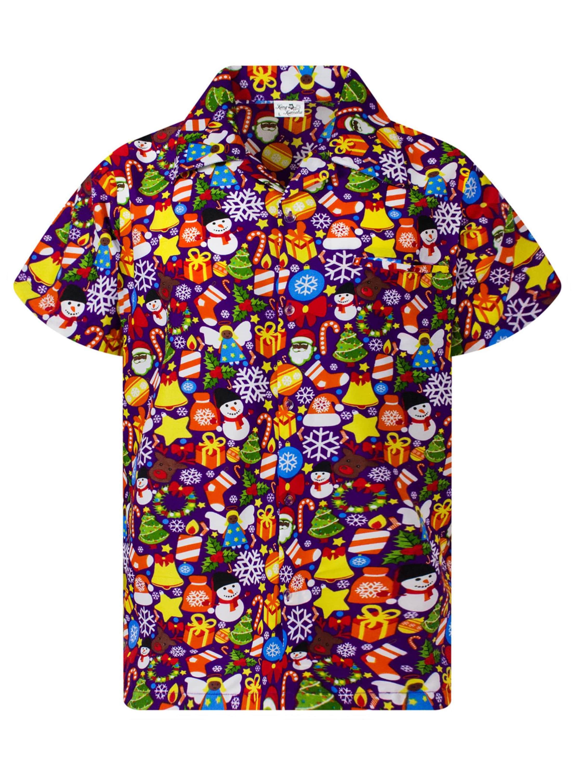 King Kameha Regular Fit Hemd 'Christmas Allover'‌‌‌‌‌‌‌‌‌‌ in Lila: Vorderseite
