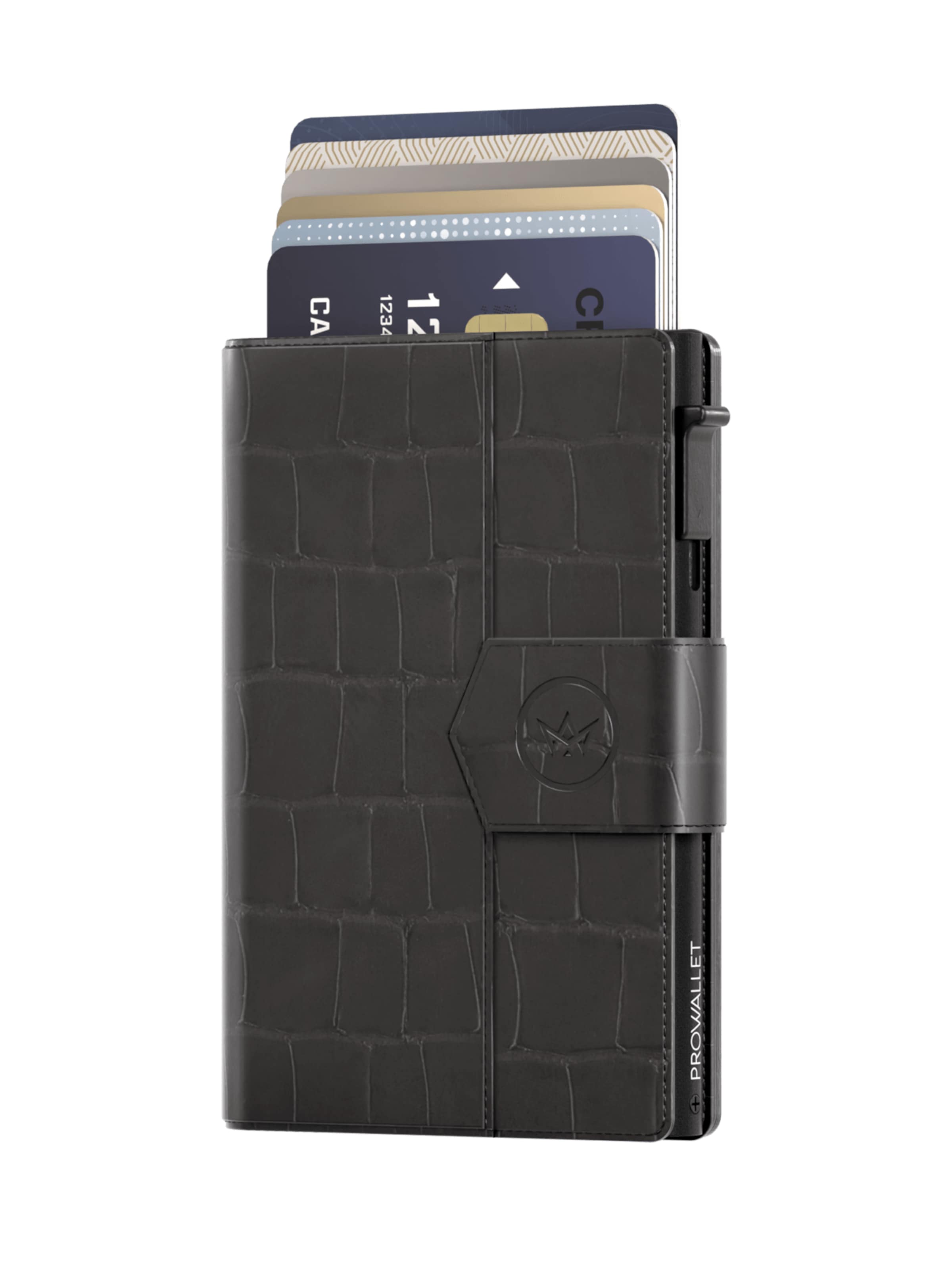 Prowallet Wallet 'Pasjeshouder Plus Croco' in Black: front
