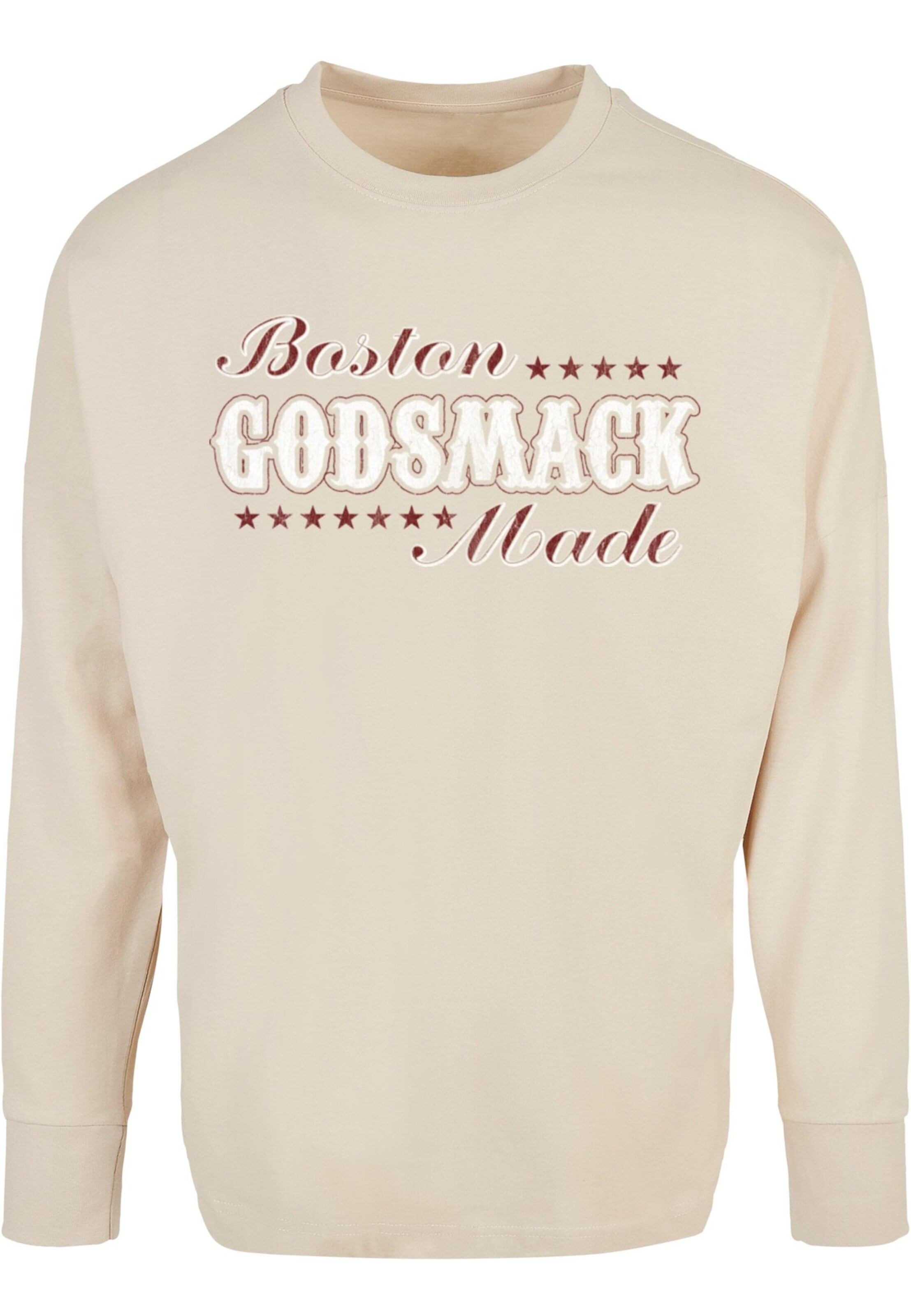 Merchcode Sweatshirt 'Godsmack - Boston' in Beige: voorkant