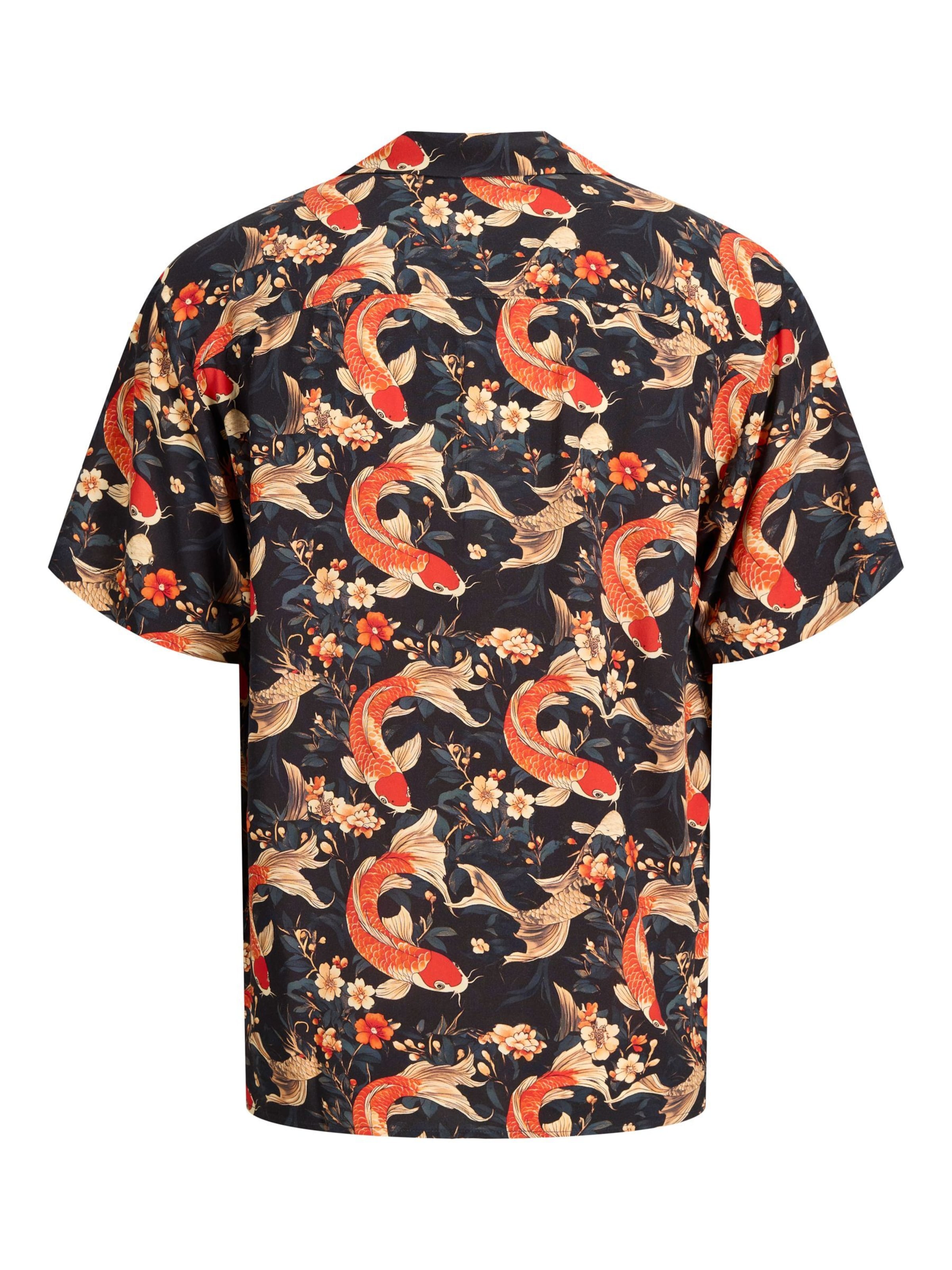 JACK & JONES Regular fit Button Up Shirt 'Hawaii' in Grey