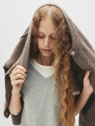 Pull&Bear Pletena jopa | rjava barva