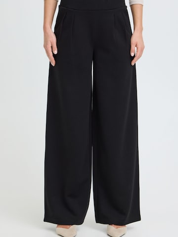 Oxmo Regular Pleated Wide Pant in Schwarz