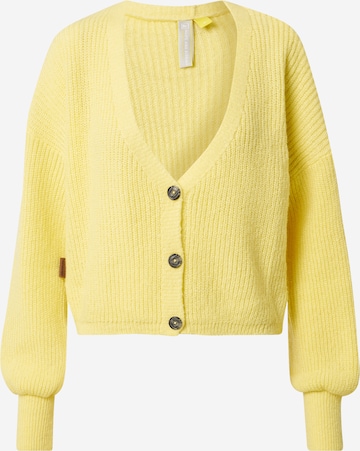 Alife and Kickin Knit Cardigan in Yellow: front
