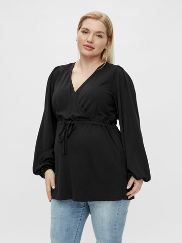 Mamalicious Curve Shirt 'MLPICAS TESS' in Zwart: voorkant