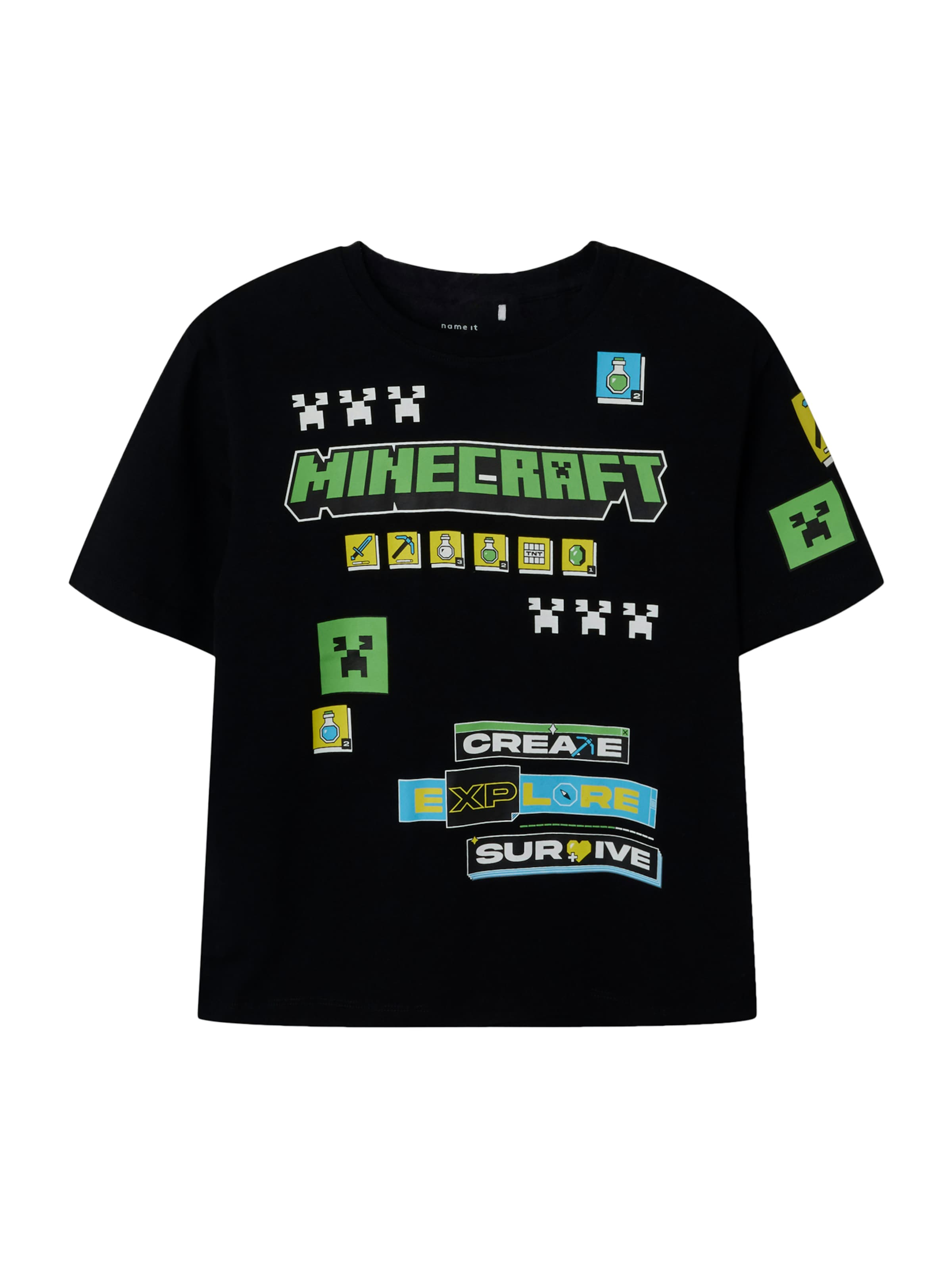 NAME IT Paita 'NKMJEFFY MINECRAFT' värissä musta: etupuoli
