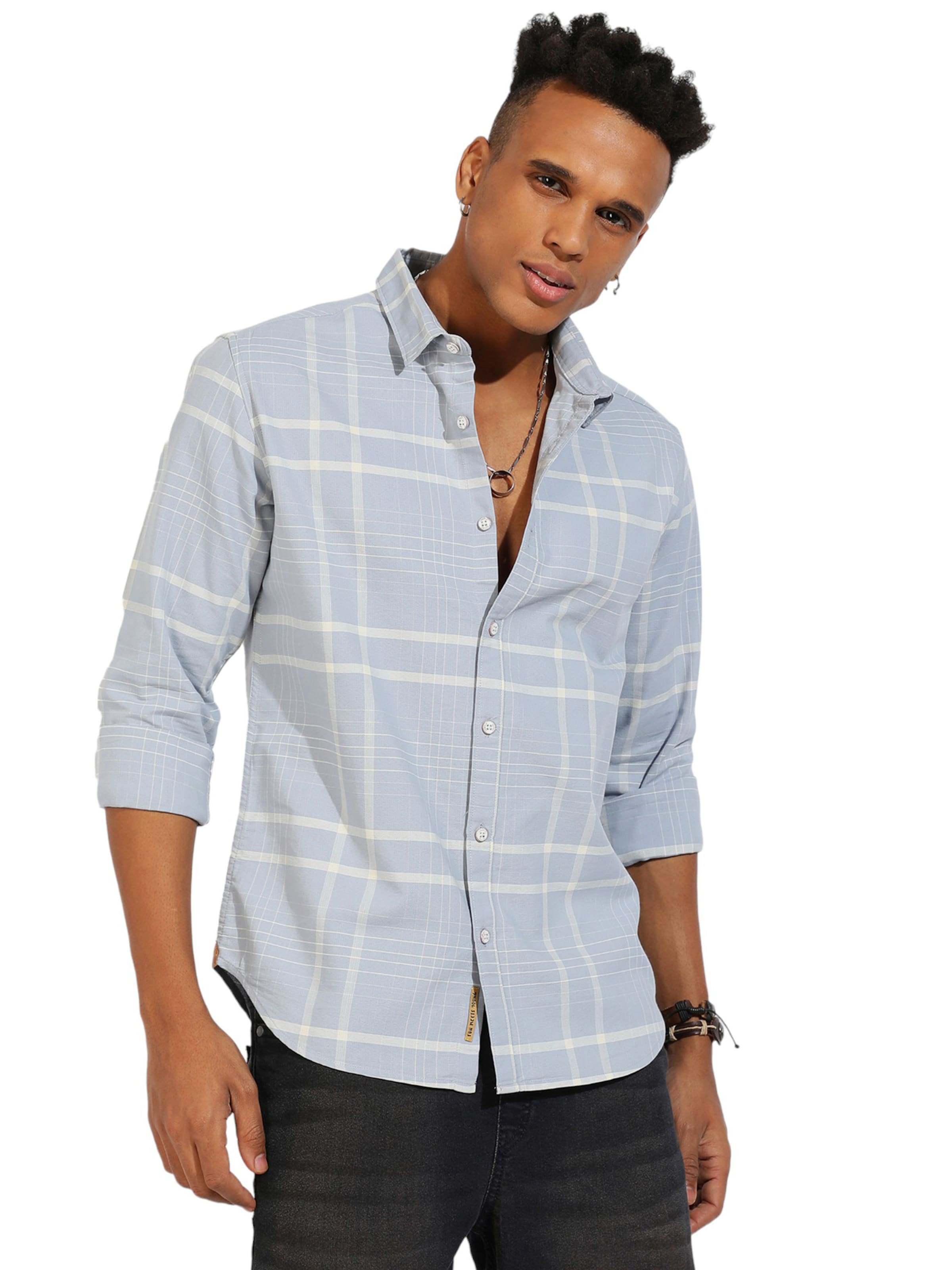 Campus Sutra Regular fit Πουκάμισο ' Caiden ' σε γκρι: μπροστά