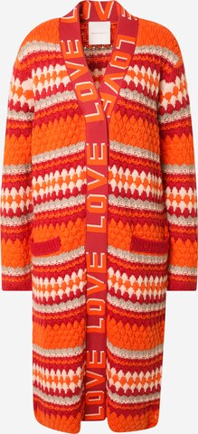 DELICATELOVE Knit Cardigan 'ANNA FOLK' in Orange: front