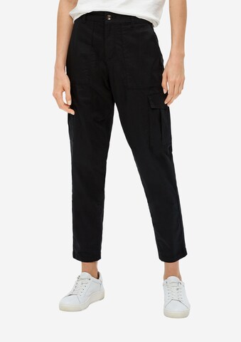 Regular Pantalon cargo s.Oliver en noir : devant