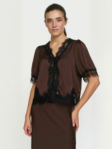 T-shirt ' SRJournee ' Soft Rebels en marron : devant