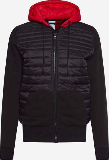 TOMMY HILFIGER Sweatjacke 'JACQUARD MIXED MEDIA ZIP HOODY' in schwarz, Produktansicht
