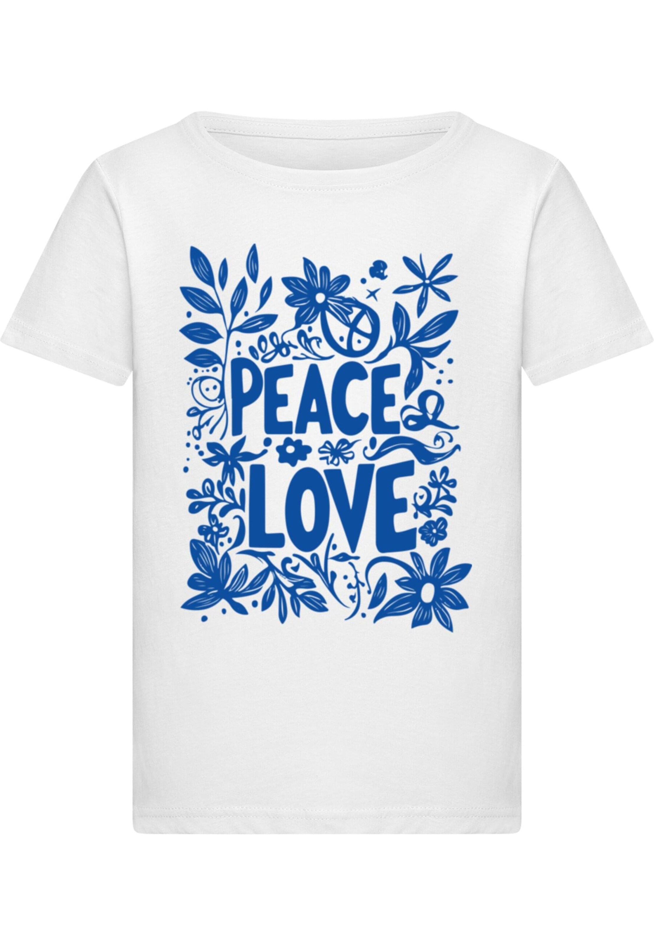 Merchcode Shirt 'Peace Love' in Wit: voorkant