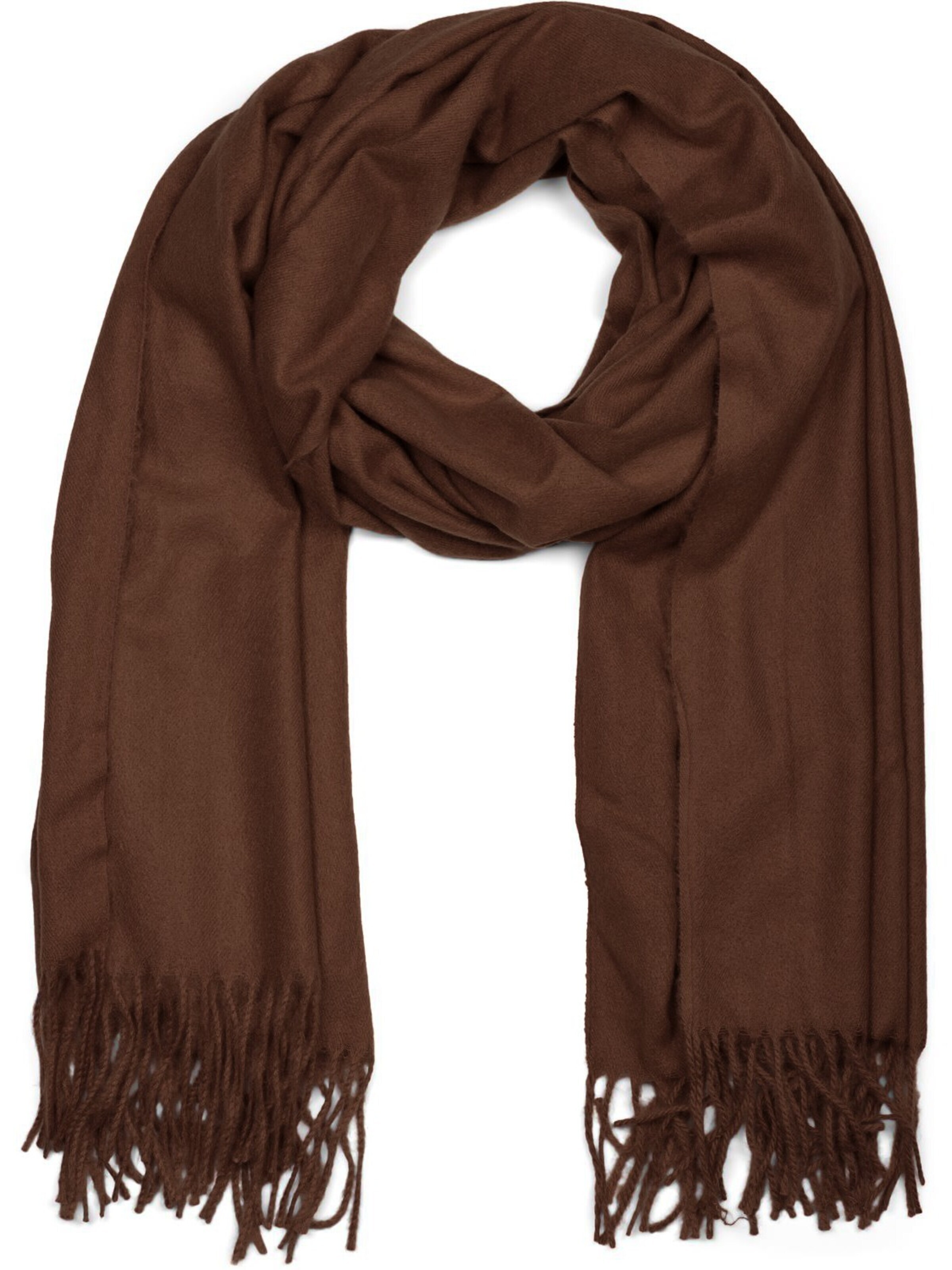 styleBREAKER Scarf 'Weicher Schal Uni mit Fransen' in Brown: front