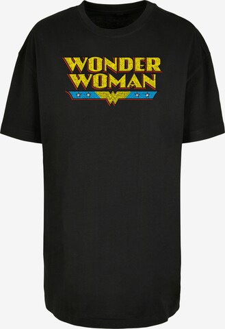 F4NT4STIC Oversized Shirt 'DC Comics Wonder Woman Crackle Logo' in Black: front