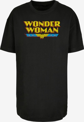 F4NT4STIC Oversized shirt 'DC Comics Wonder Woman Crackle Logo' in Zwart: voorkant