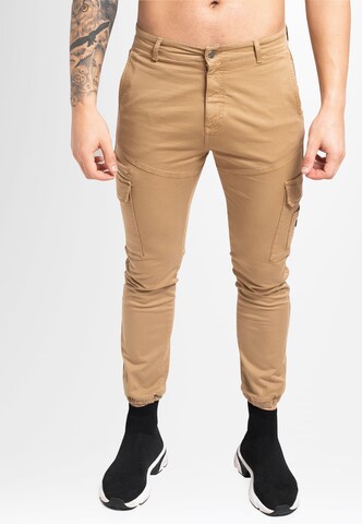 The Jokers Wide leg Cargo Pants in Brown: front