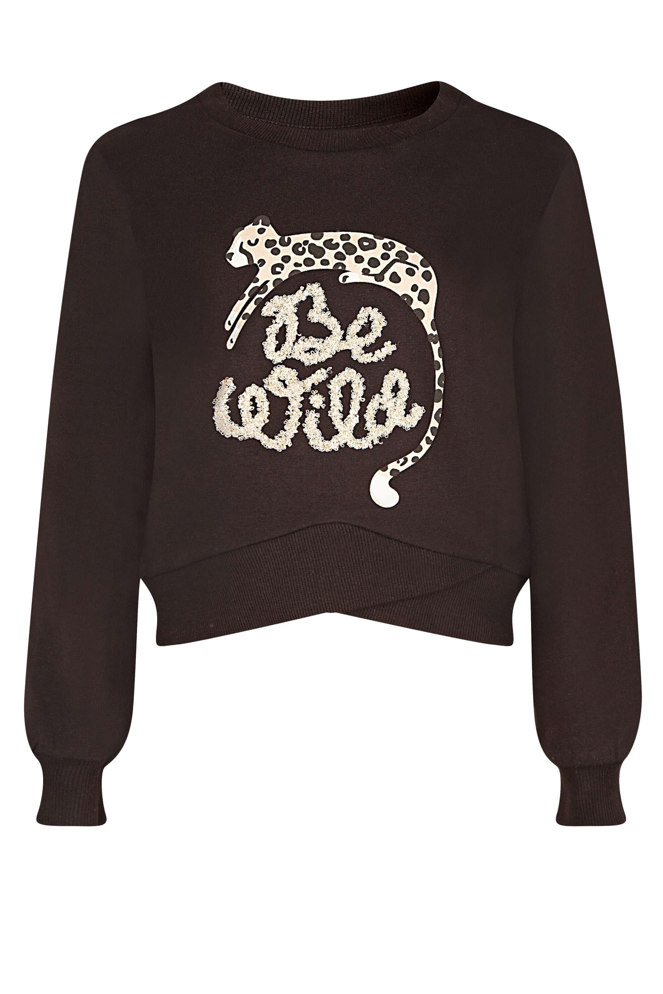 happy girls Μπλούζα φούτερ σε καφέ: μπροστά