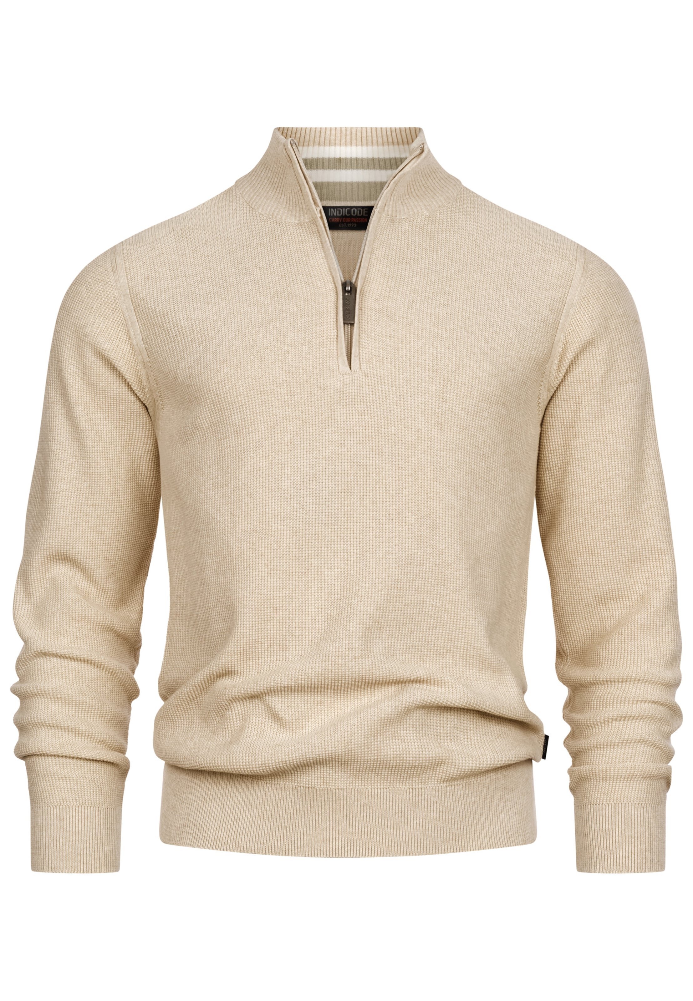 INDICODE JEANS Sweater ' Bull ' in Beige: front