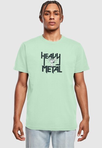 Merchcode Shirt 'Peanuts - Heavy Metal' in Green: front