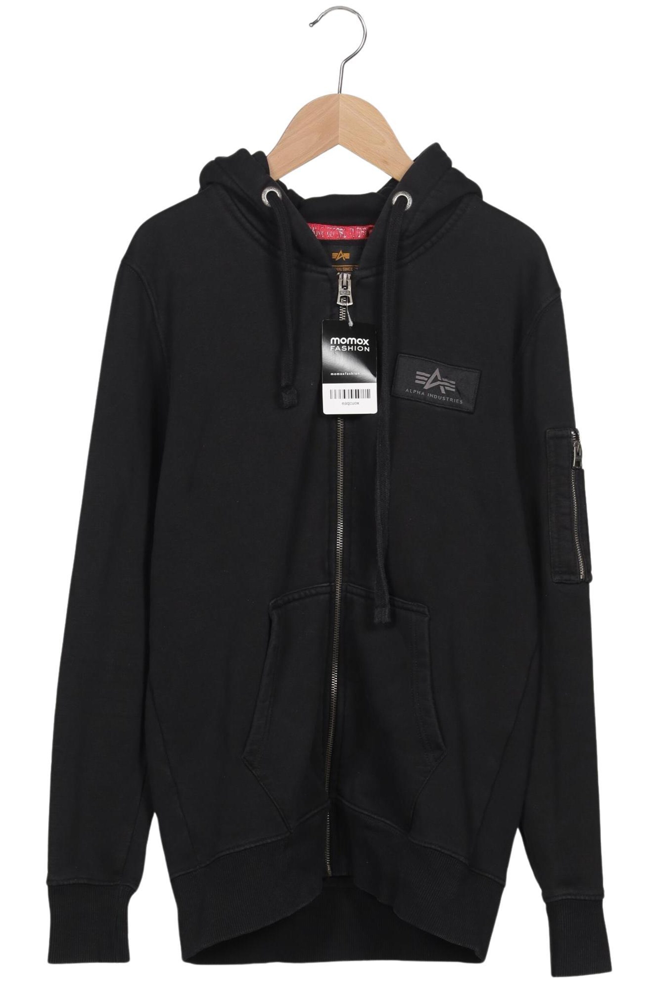ALPHA INDUSTRIES Sweatshirt & Zip-Up Hoodie in S in Black: front