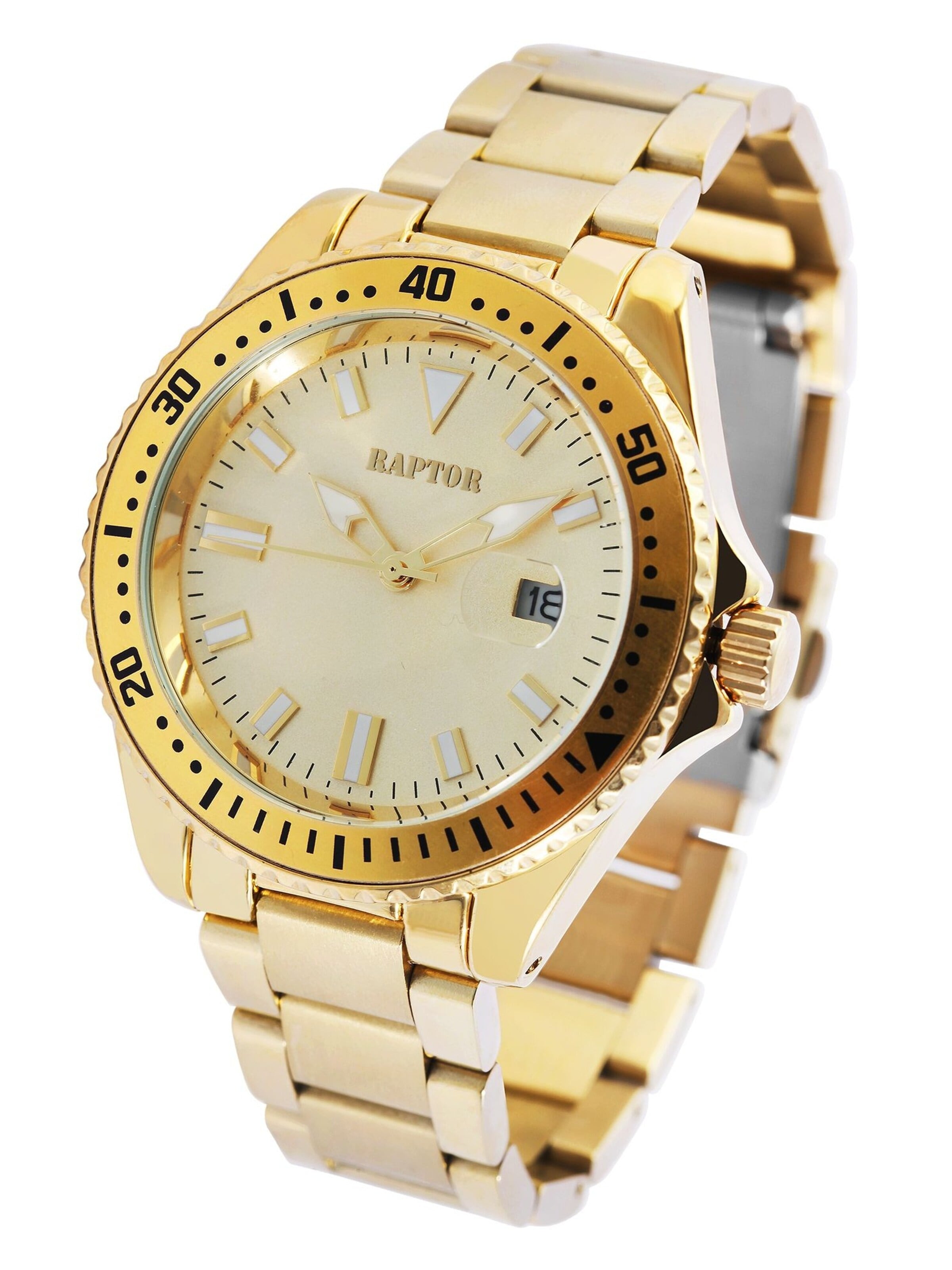 Raptor Analog Watch 'Serious, Datumsanzeige' in Gold