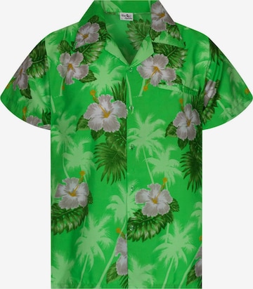 King Kameha Hemd 'Small Flower' in Grün: Vorderseite