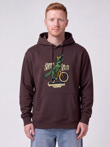 Sweat-shirt 'T-Rex Fahrrad' Watapparel en marron : devant