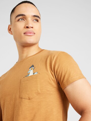 Derbe Shirt 'Langer Hals' in Brown