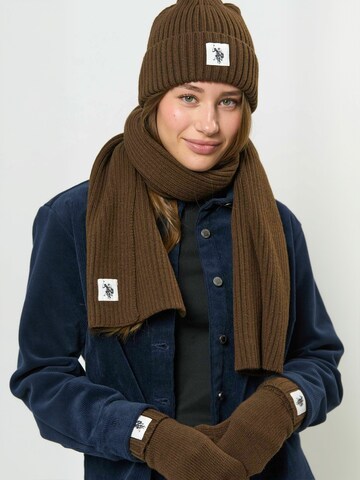 U.S. POLO ASSN. Sjaal ' UUGabi ' in Bruin: voorkant