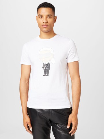 balts Karl Lagerfeld T-Krekls: no priekšpuses