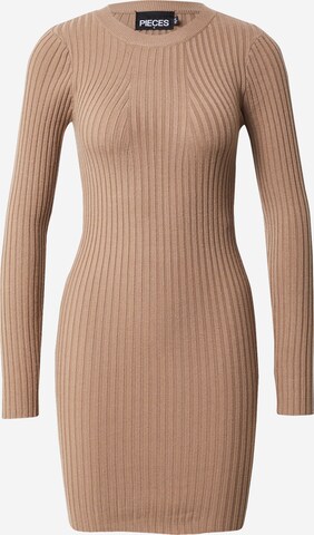 PIECES Knit dress 'Crista' in Brown: front