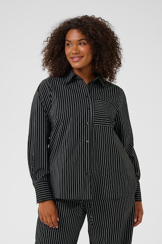 KAFFE CURVE Blouse 'Eloana' in Zwart: voorkant