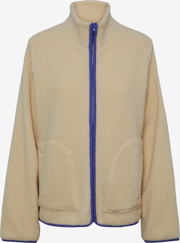 PIECES Fleece jas 'Dufla' in Beige: voorkant