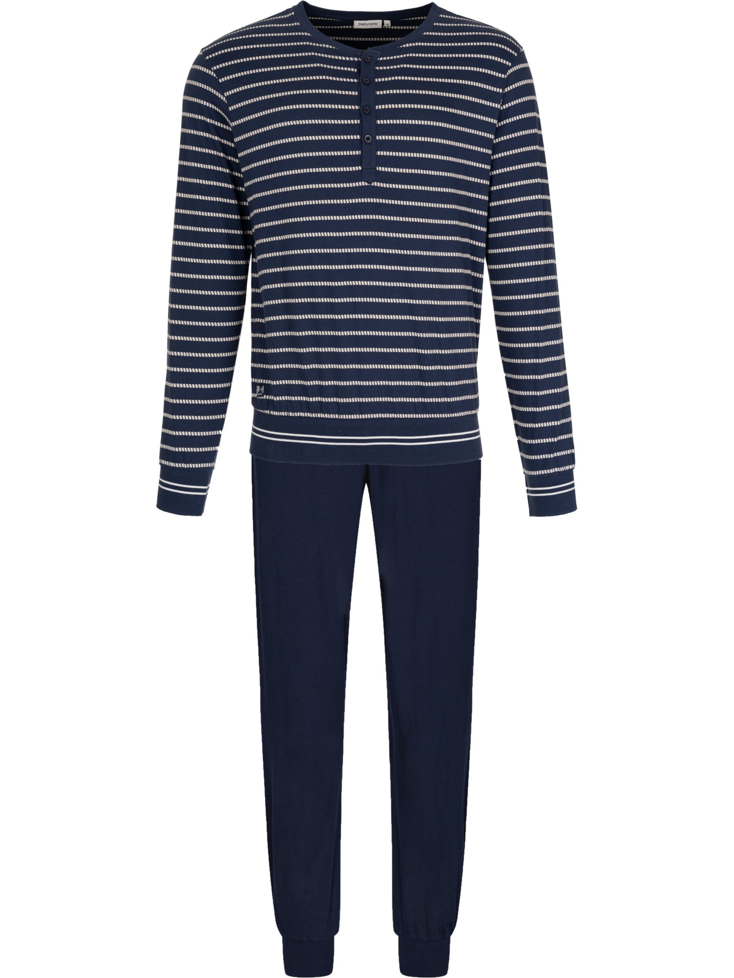 Pastunette Pyjama lang 'Blue Draft' in Blauw