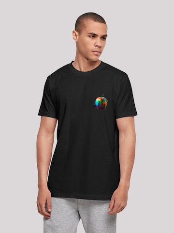 T-Shirt 'Colorfood Collection - Rainbow Apple' F4NT4STIC en noir : devant