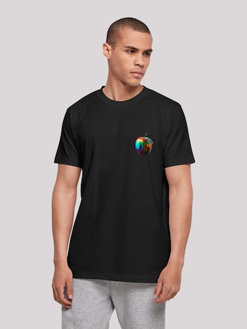 F4NT4STIC Shirt 'Colorfood Collection - Rainbow Apple' in Zwart: voorkant